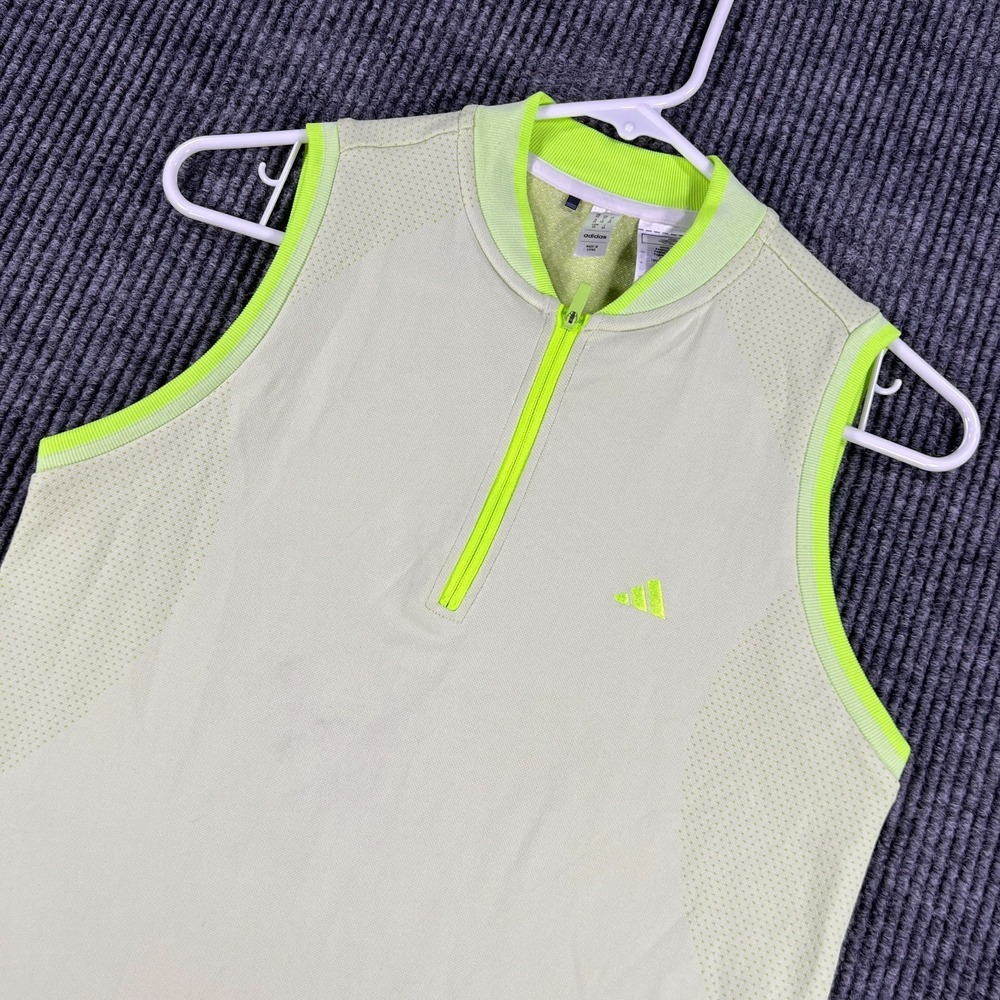 Adidas Polo Shirt Womens XS Green Sleeveless Athletic Active Performance